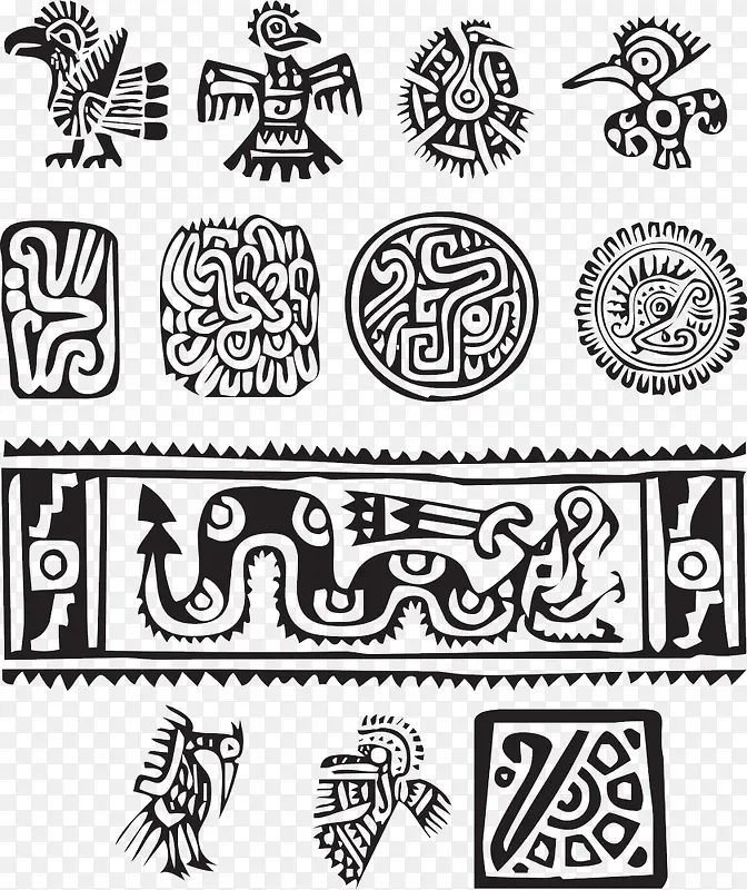 古典墨西哥动物花纹