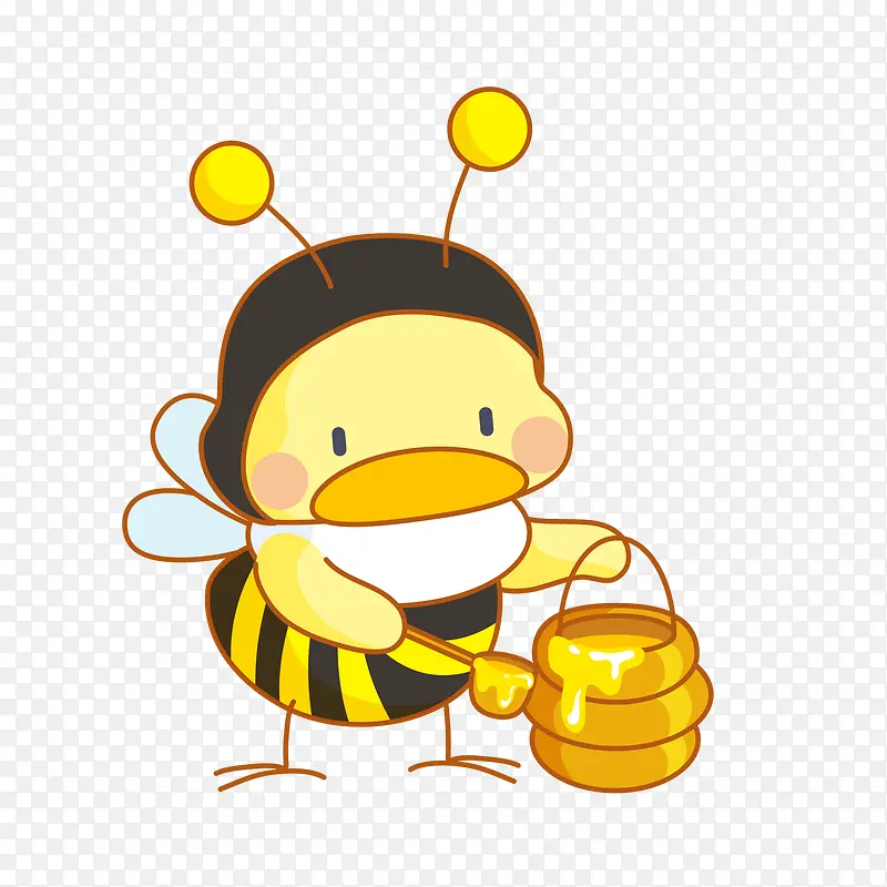卡通鸭子打扮蜜蜂设计