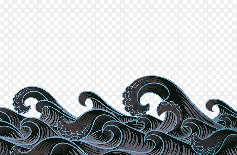 蓝色清新海浪边框纹理