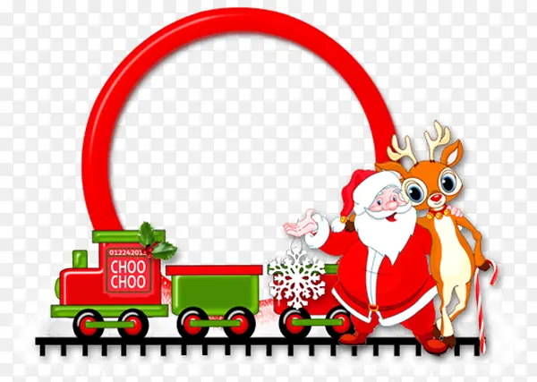卡通圣诞梅花鹿火车相框