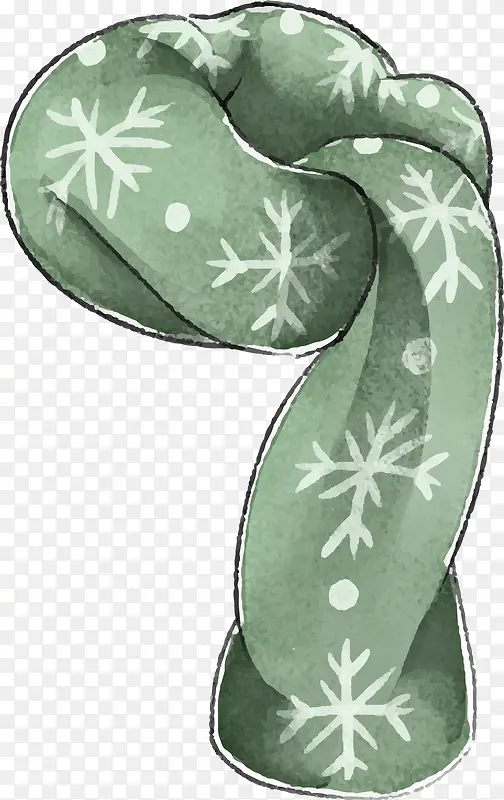 雪花花纹绿色围巾