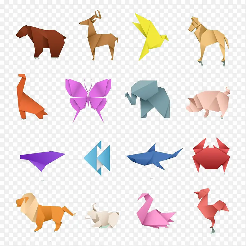彩色的折纸动物高清免扣素材