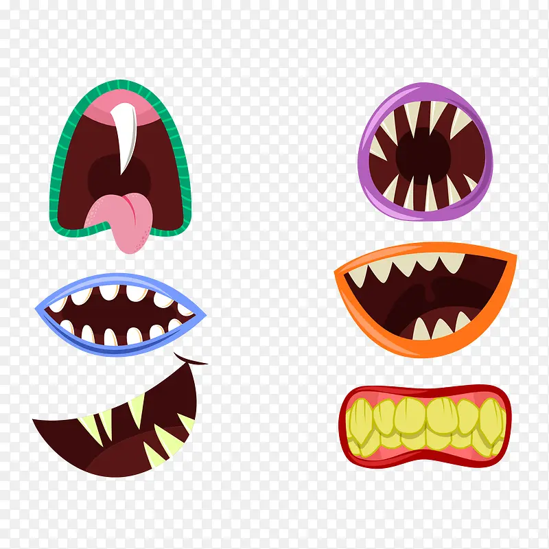 卡通怪兽嘴型设计素材