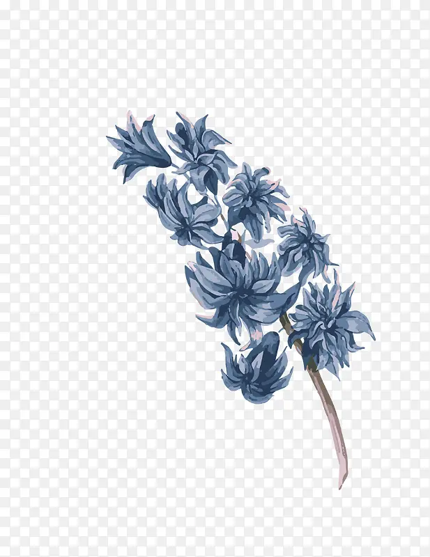 水墨深蓝花朵