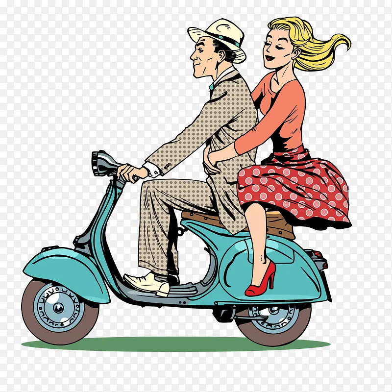 骑摩托车的情侣