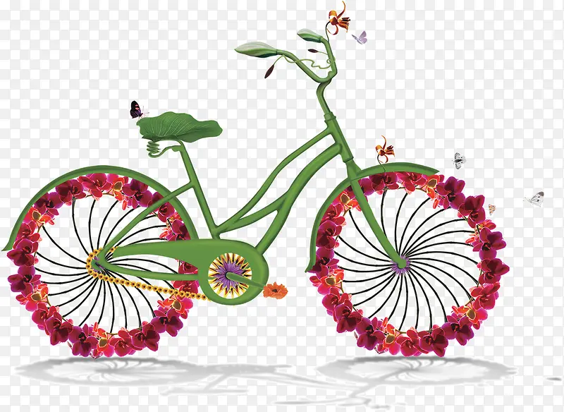 创意花朵装饰自行车