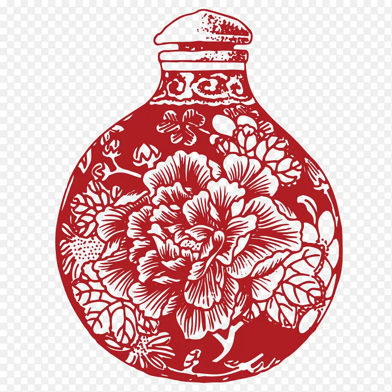 红色的古典瓶子花纹