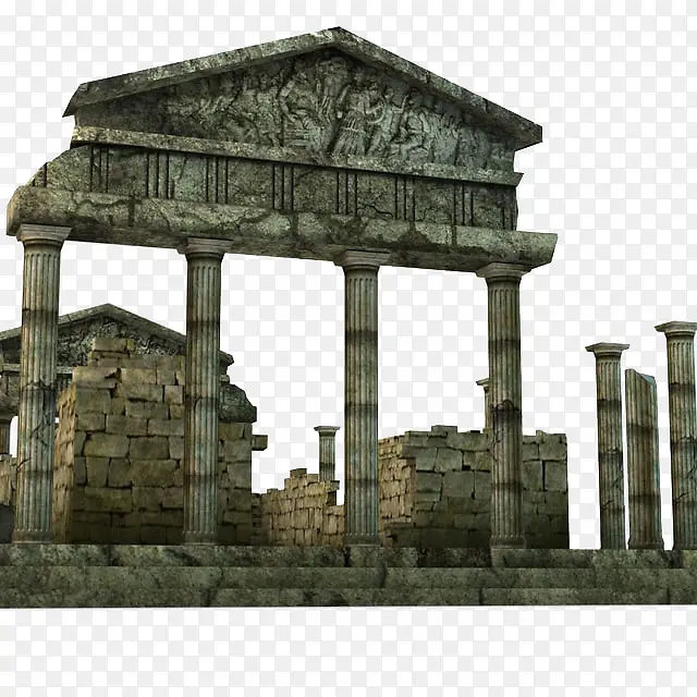柱子庭院石头希腊神庙