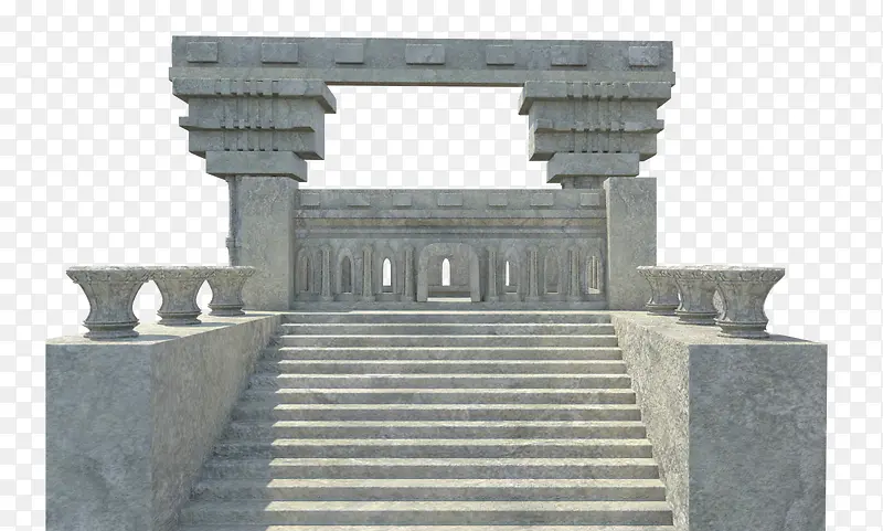灰色希腊石头楼梯神庙