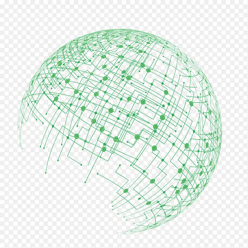 矢量绿色立体球形电流线条