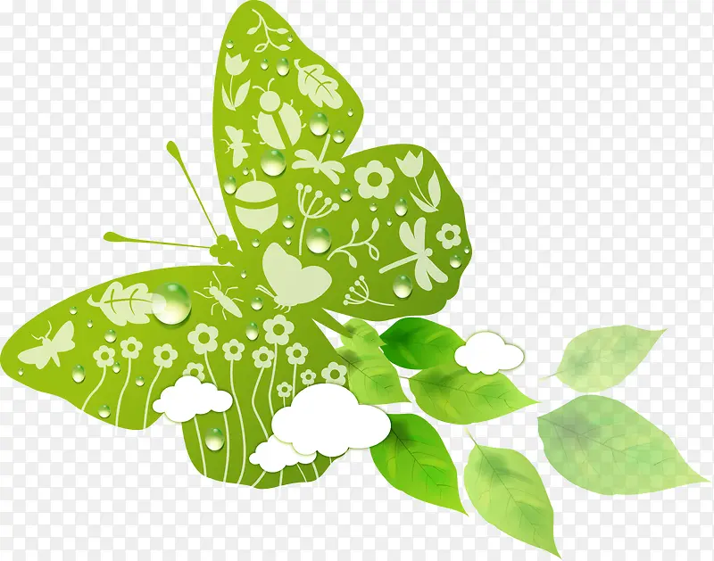 绿色印花蝴蝶