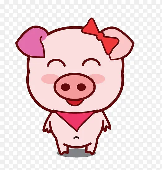 手绘微笑的猪剪影