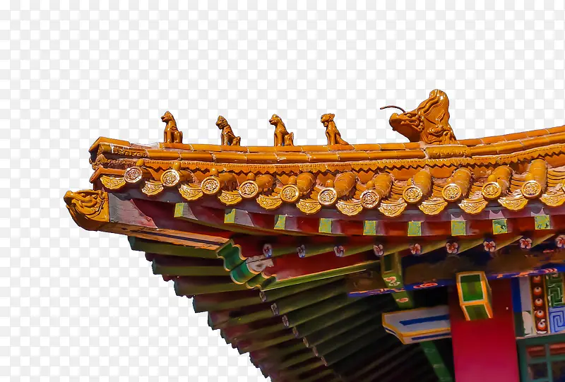 中国传统特色吉祥雕刻屋檐