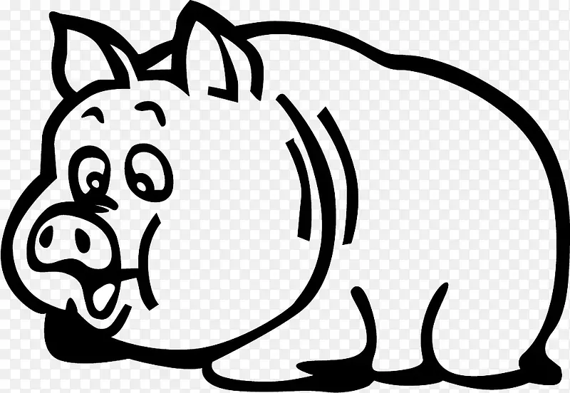 卡通可爱猪剪影