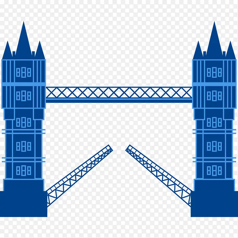蓝色几何高楼大桥