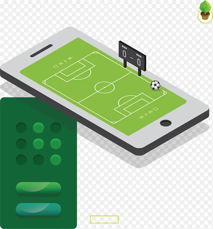 手机观赛绿色3D足球场地矢量素材