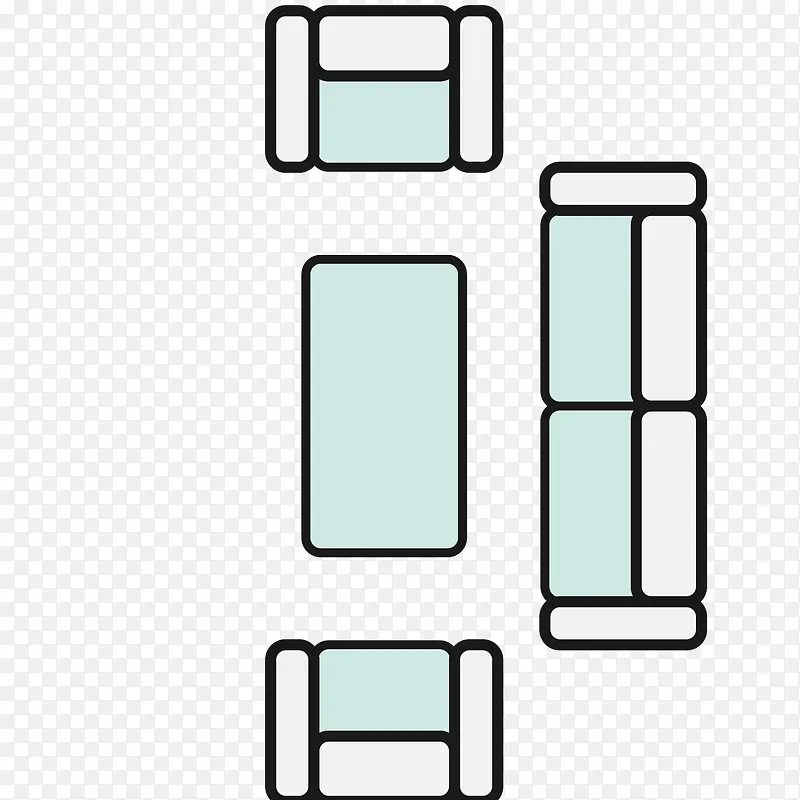 蓝色办公室手绘座位矢量素材