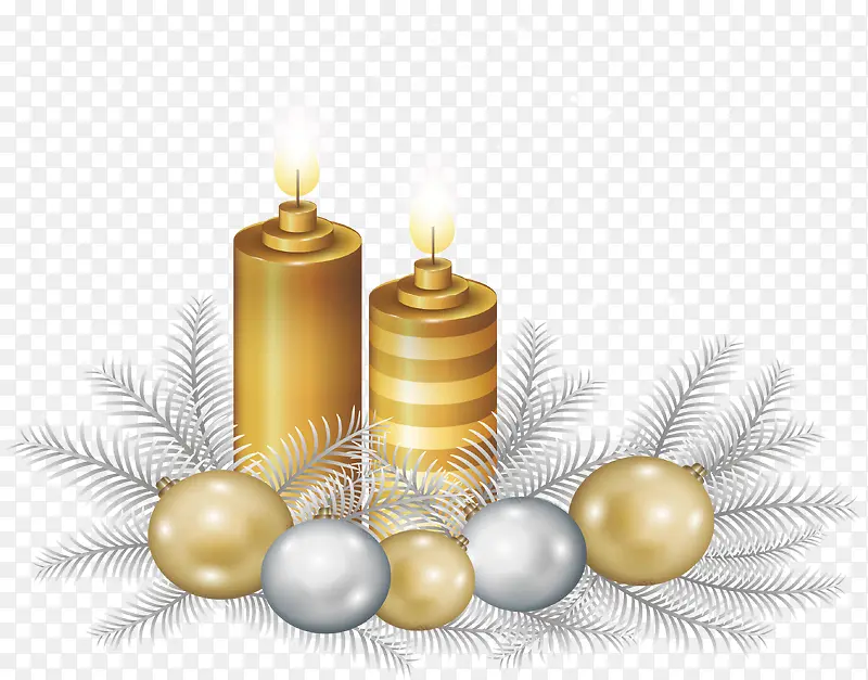 金色温暖圣诞蜡烛