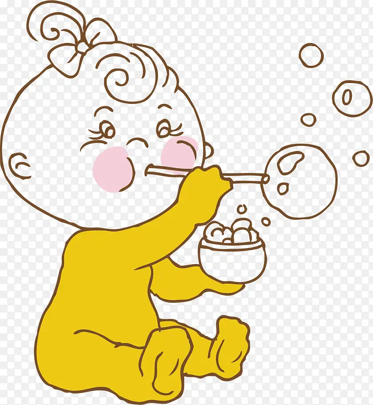 吹泡泡的可爱婴儿