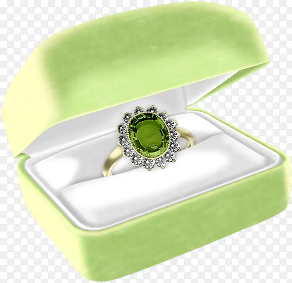手绘绿色戒指盒