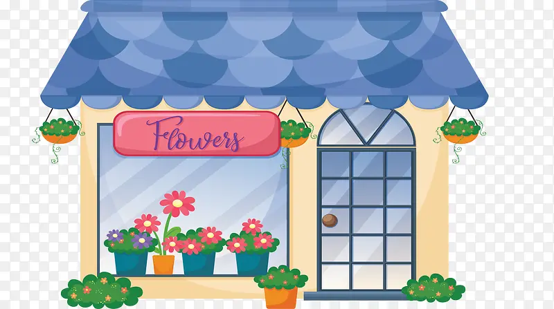 卡通美丽鲜花花店