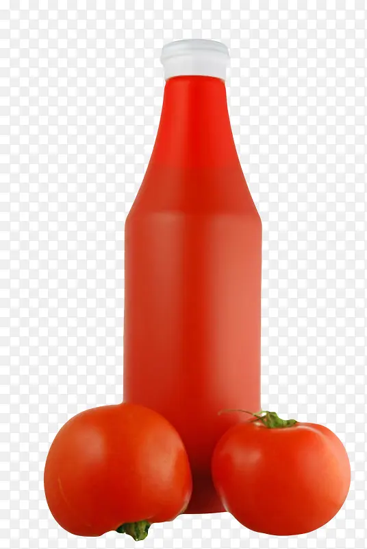 红色瓶子拧盖塑料番茄酱包装实物