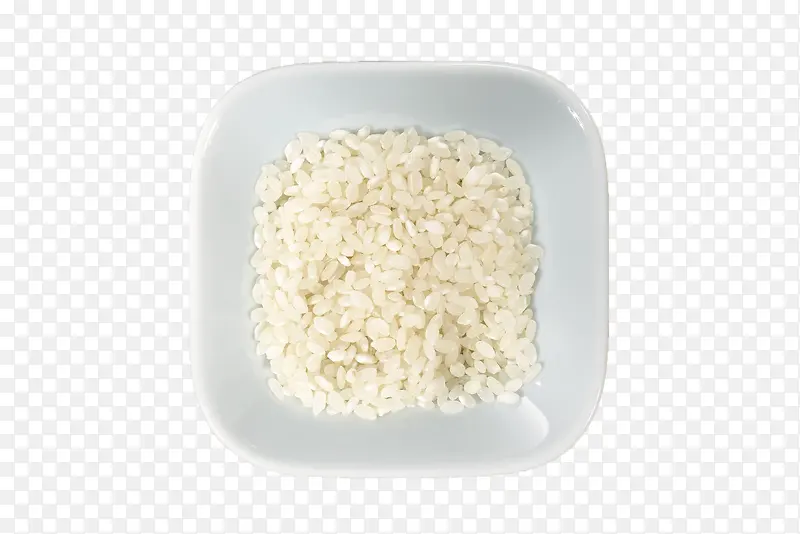 四方碟子里的白色大米饭