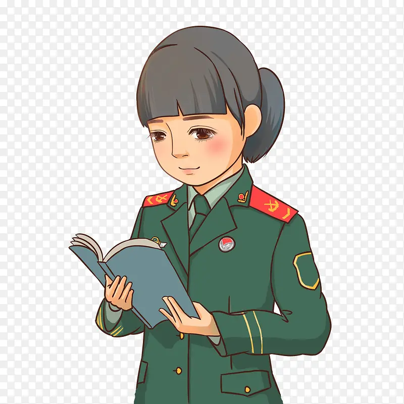 女兵看书