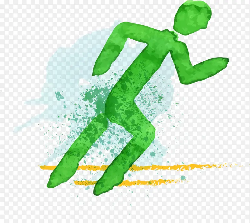 手绘跑步的绿色小人