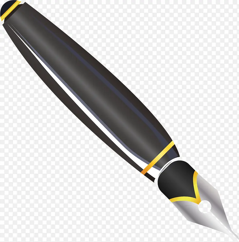 亮黑色椭圆形钢笔