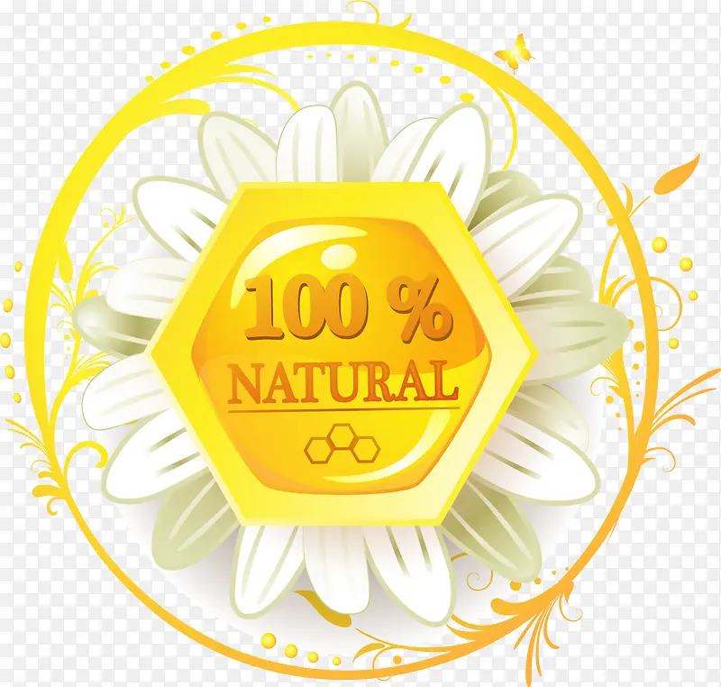 矢量蜂蜜100自然图标广告