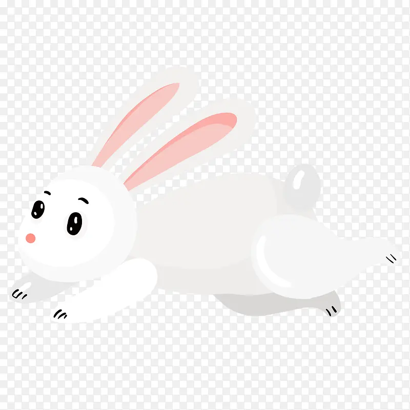 红白色卡通奔跑的兔子
