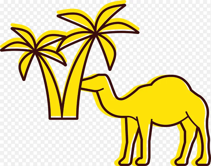 黄色的沙漠骆驼