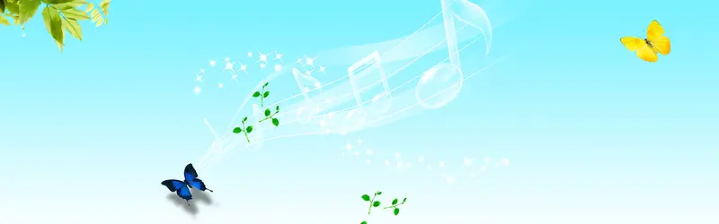 清爽音符蝴蝶海报背景