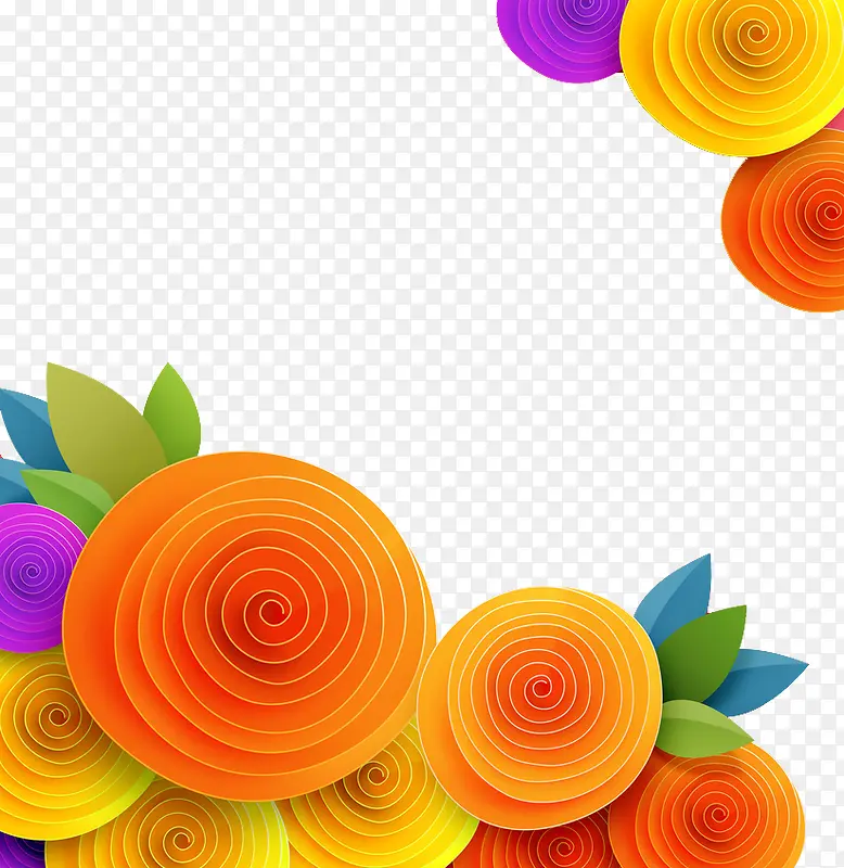 彩色折纸花朵插画