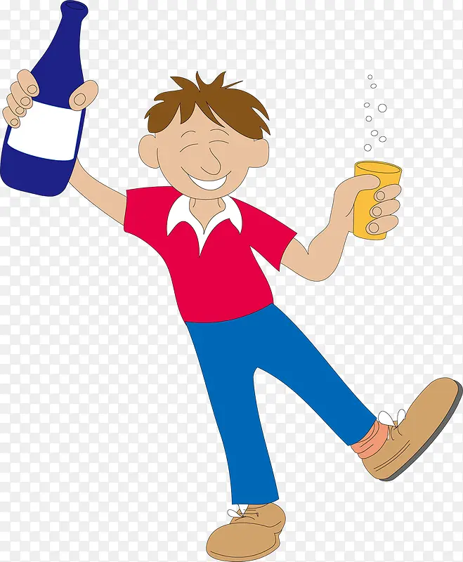 拿着酒瓶喝醉的男人
