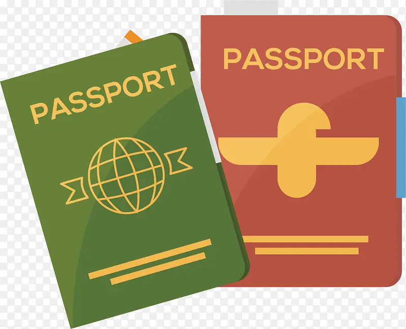矢量图水彩卡通护照