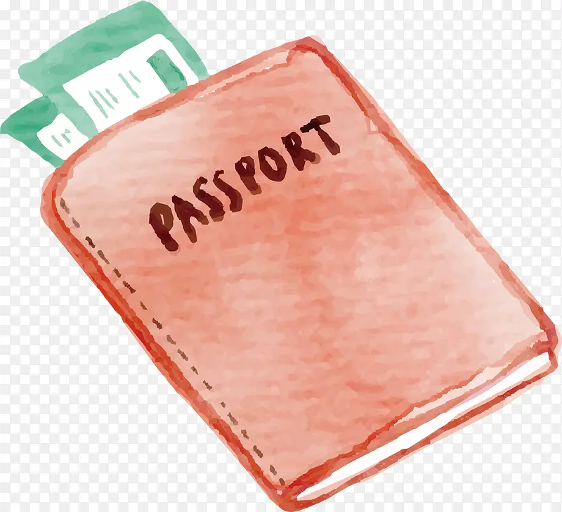 手绘粉色护照