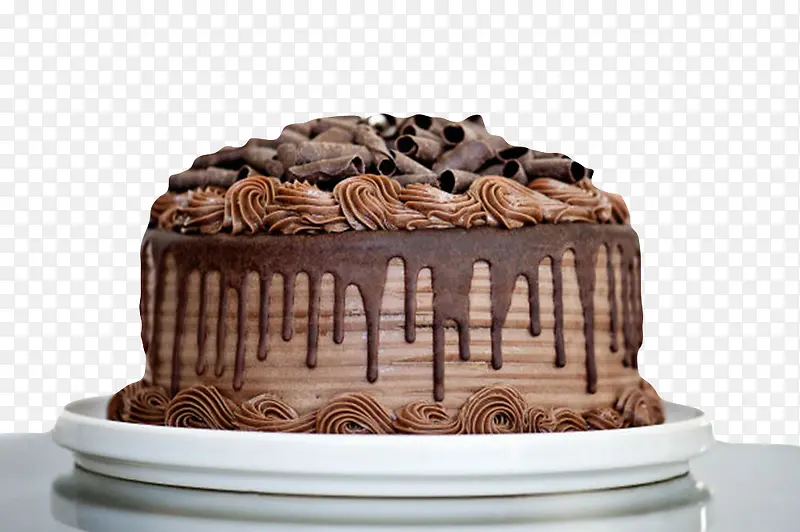 桌子上放着的巧克力生日蛋糕实物