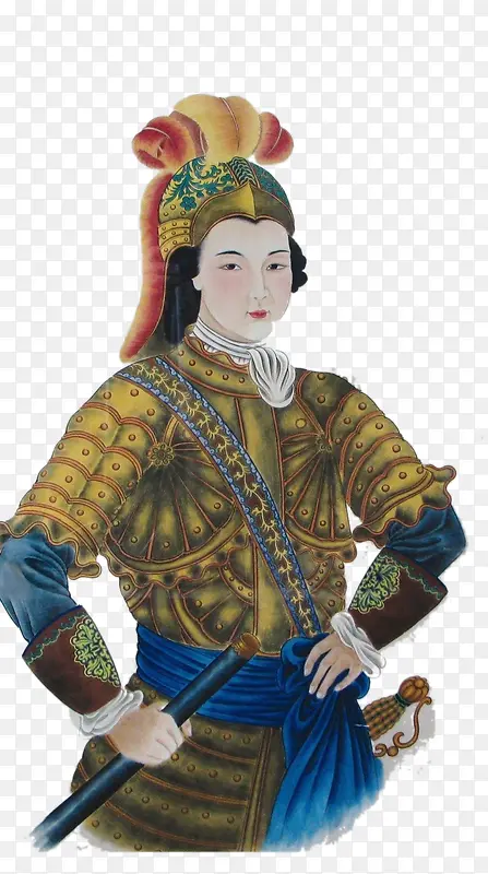 维吾尔族妃子工笔重彩人物画