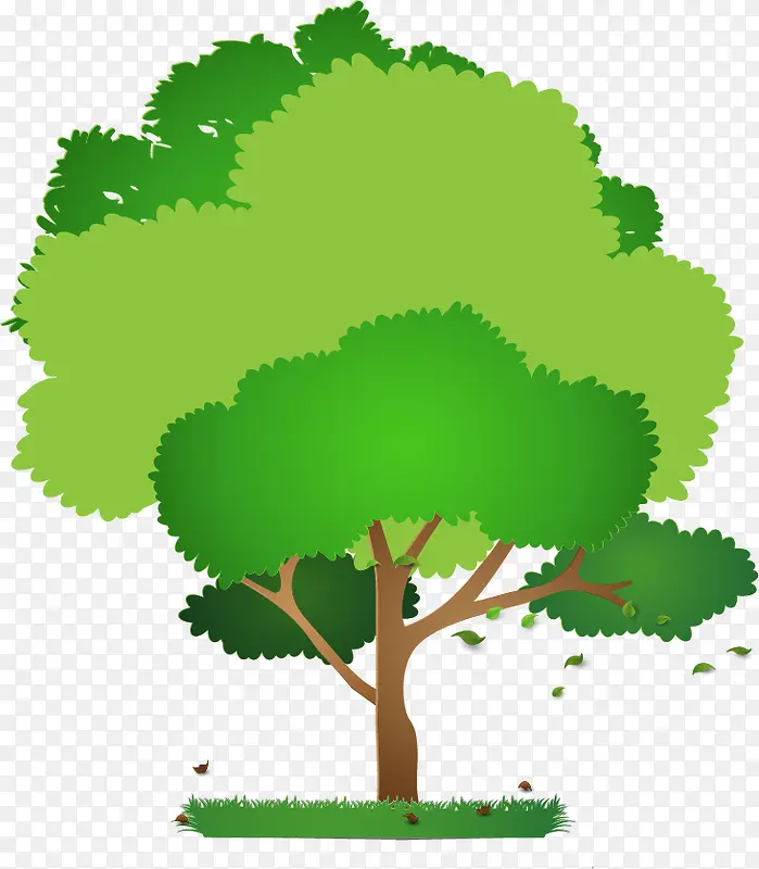 手绘绿色的大树