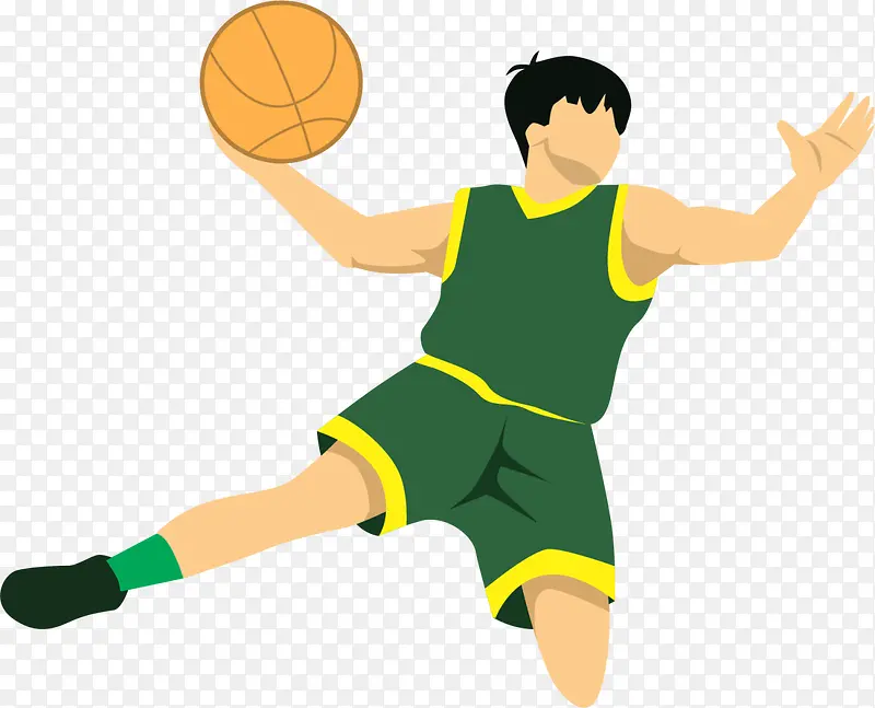 绿色卡通篮球运动员