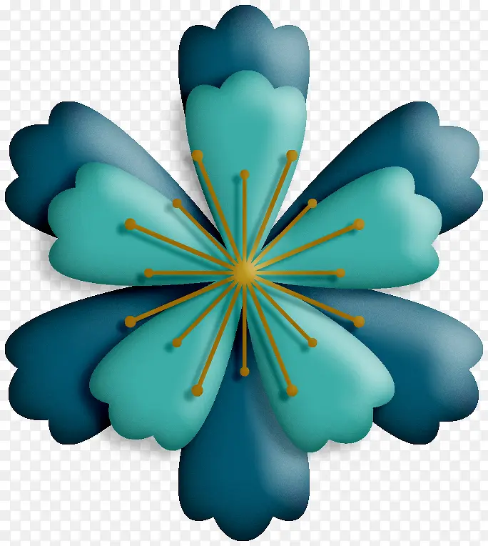 立体雕浮蓝色花朵