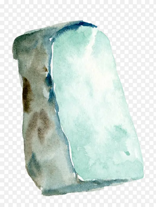 手绘青色水彩石头