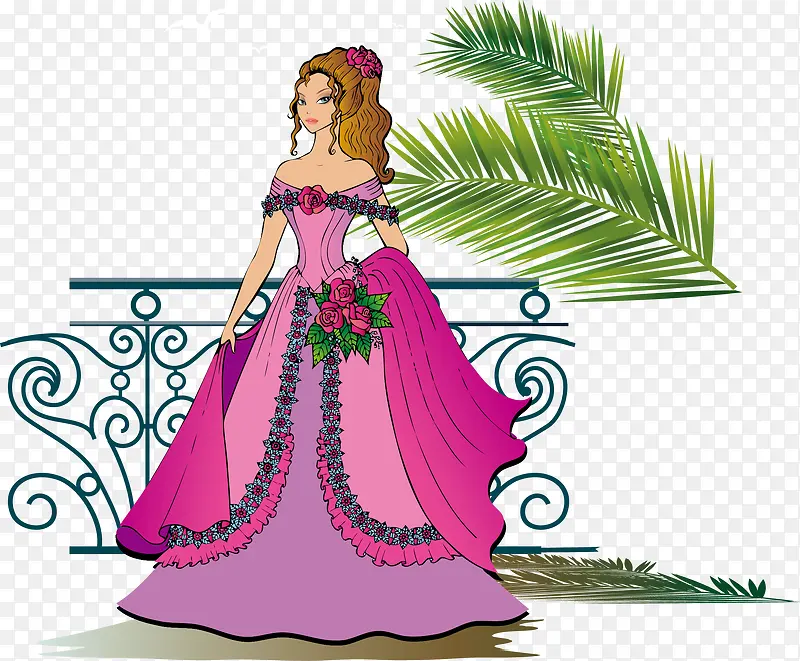 穿地中海服饰的公主时尚人物插画