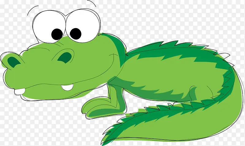 卡通绿色鳄鱼简图