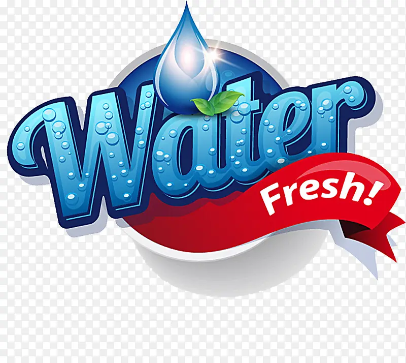 蓝色water水滴水艺术字
