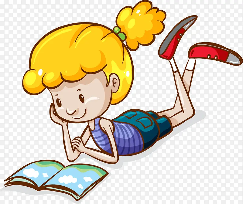开学季趴着看书的女孩
