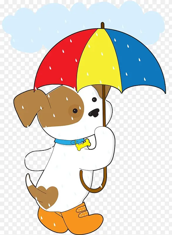 下雨天打伞的小狗