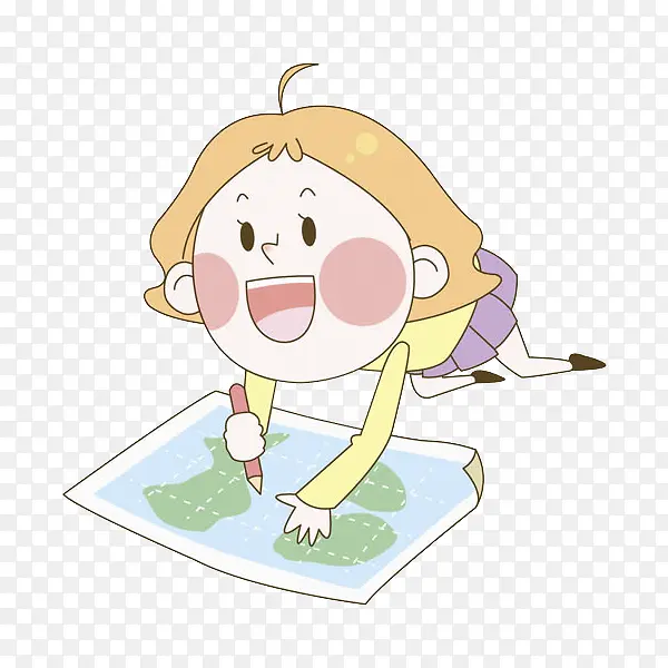 趴着绘画的女孩免抠图
